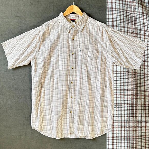 The North Face Other - The North Face Plaid Camp Shirt Men's XL White Brown Button-Front Short Sleeve